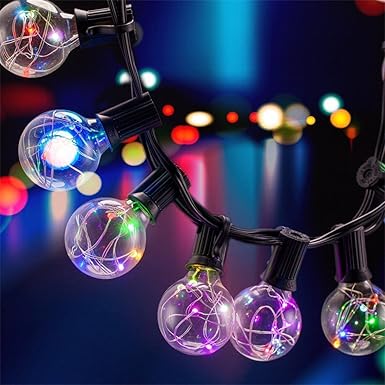 31 LED Lichterkette Glühbirne B-right G40 Lichterkette, strombetrieben, Innen und Außen Lichterkette, Lichterkette bunt, rgb, 155 leds. Weihnachtsbeleuchtung für Balkon Weihnachten Hochzeit Party
