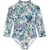 BAYIMEE Girls Swimsuits One Pieces Long Sleeve Swimwear Zipper Rashguard Bathing Suits 2-12 Years