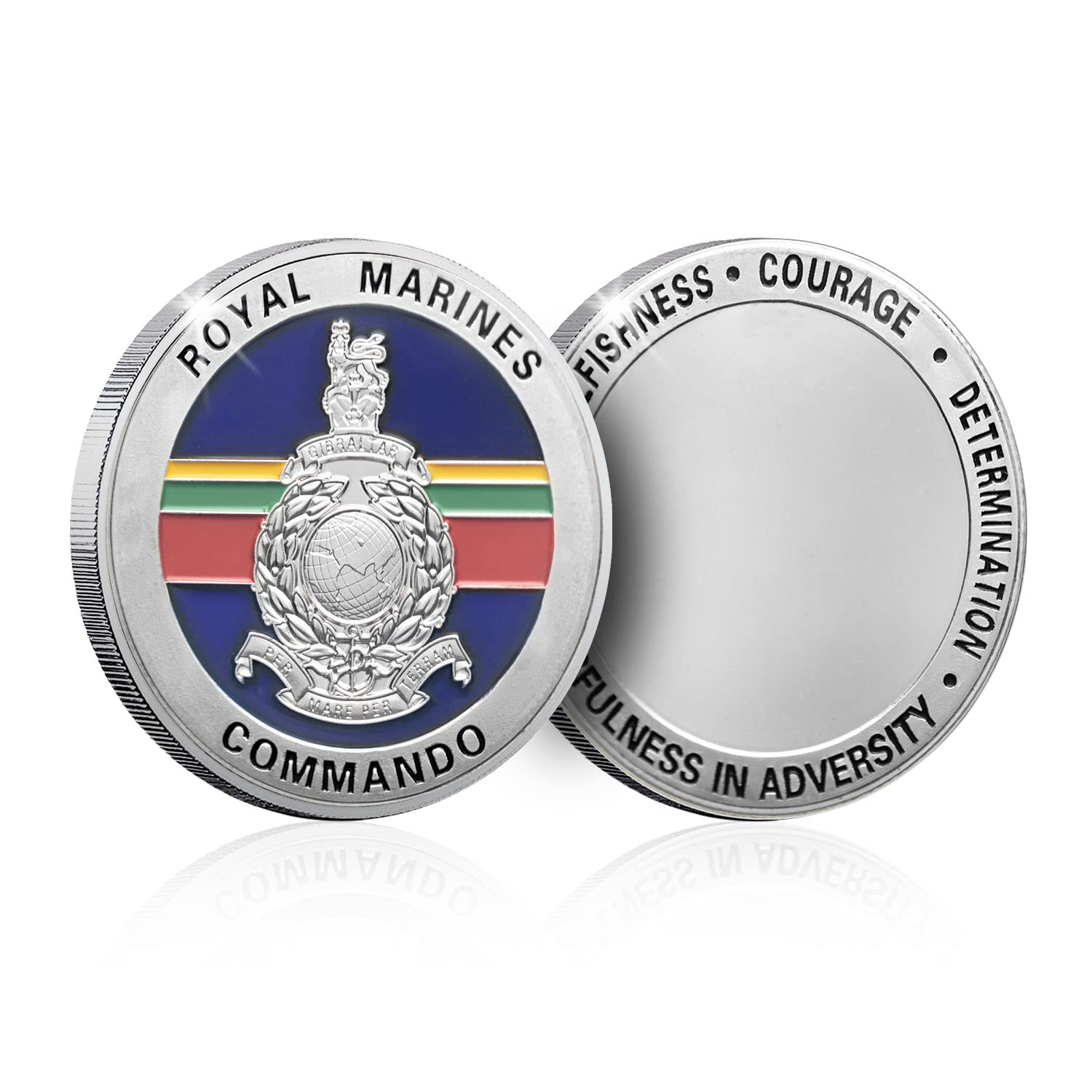 Royal Marines Commando Memorabilia Blank Back Silver Challenge Spoof Coin Medal