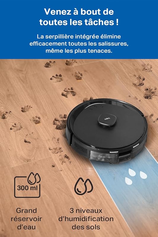 Aspirateur Robot Laveur 5300 Pa, Navigation LiDAR, RV30 Max