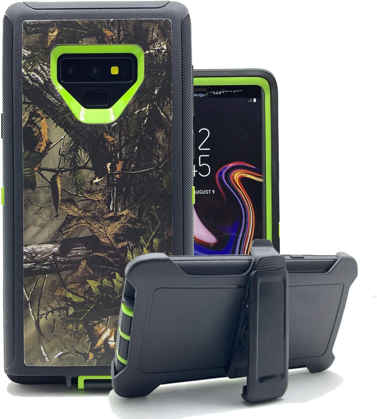 Galaxy Note 9 Cases, Harsel Heavy Duty Defender Camouflage High Impact Resistant Shockproof Rugged Military Grade Durable Protective Case Cover with Belt Clip for Samsung Galaxy Note 9 (Forest Green)