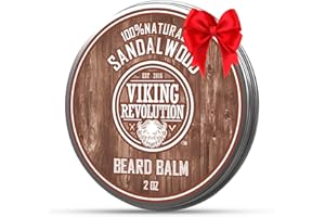 Viking Revolution Sandalwood Beard Balm - Beard Butter with Argan Oil, Beard Softener for Men with Jojoba Oil - Beard Moisturizer for Men with Beeswax - Beard Wax for Men (2oz, 1 Pack)