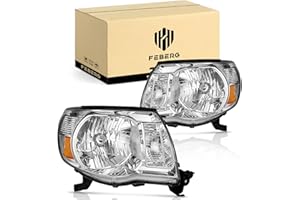 FEBERG [OE Style Anti-Yellowing for 2005-2011 Tacoma Headlights Assembly Compatible with 2005 2006 2007 2008 2009 2010 2011 Tacoma Headlight Replacement Automotive