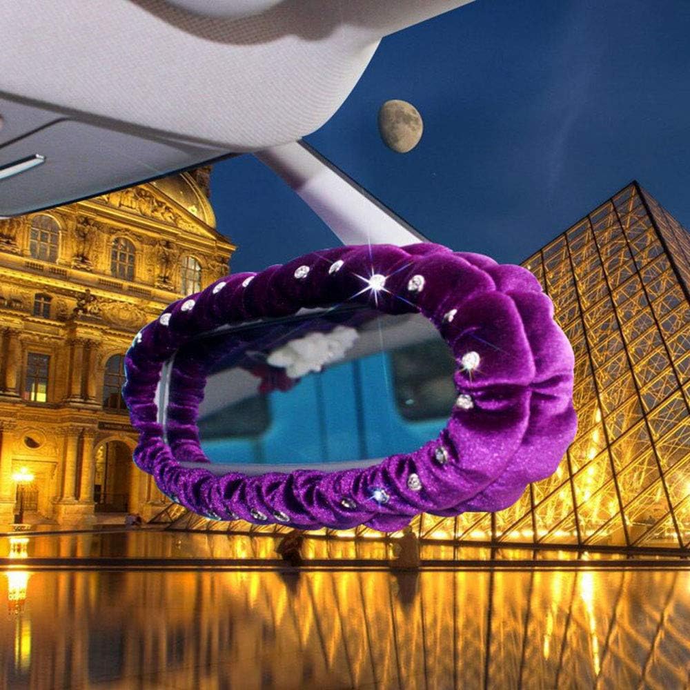 Pinbola Bling Bling Charm Car Rearview Mirror Elastic Plush Decorative Cover with Shiny Rhinestones Warm Winter