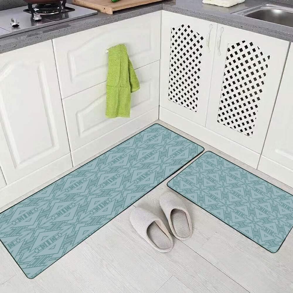 Capsceoll Kitchen Rugs and Mats for Kitchen,Geometric Modern Seamless Fashion Pattern Original Soft Nonslip Kitchen Mat 17"X48"+17"X24"