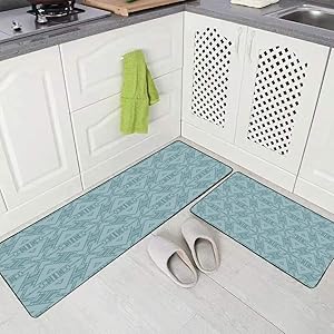 Capsceoll Kitchen Rugs and Mats for Kitchen,Geometric Modern Seamless Fashion Pattern Original Soft Nonslip Kitchen Mat 17"X48"+17"X24"