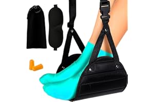 NEYNOSY Airplane Foot Hammock, Ergonomic Foot Hammock for Plane Travel with Eye Mask and Earplugs (Memory Foam),Perfect Airplane Gadgets or Plane Travel Essentials to Relax Your Feet