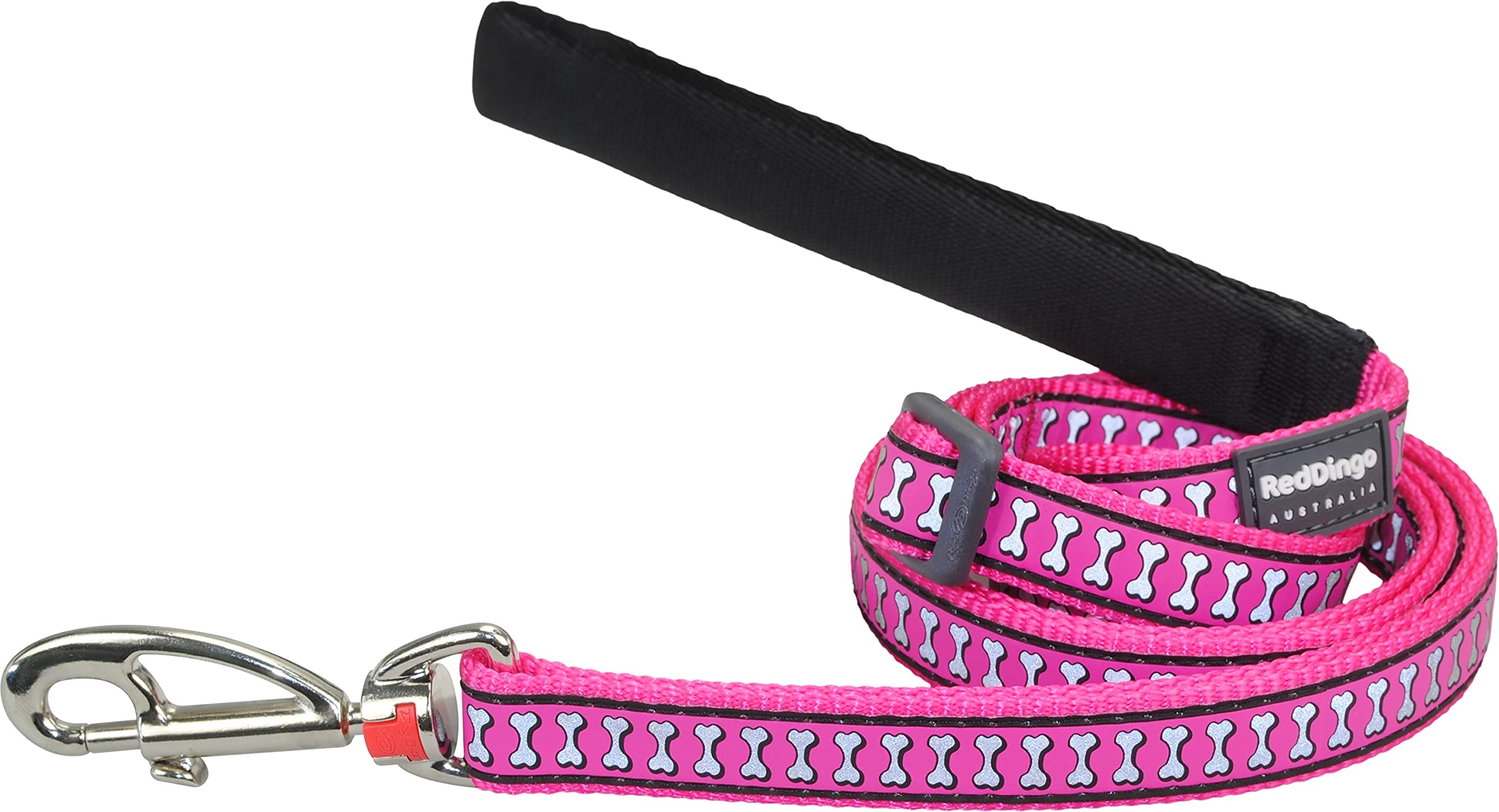Red Dingo Reflective Dog Lead, Large, Hotpink