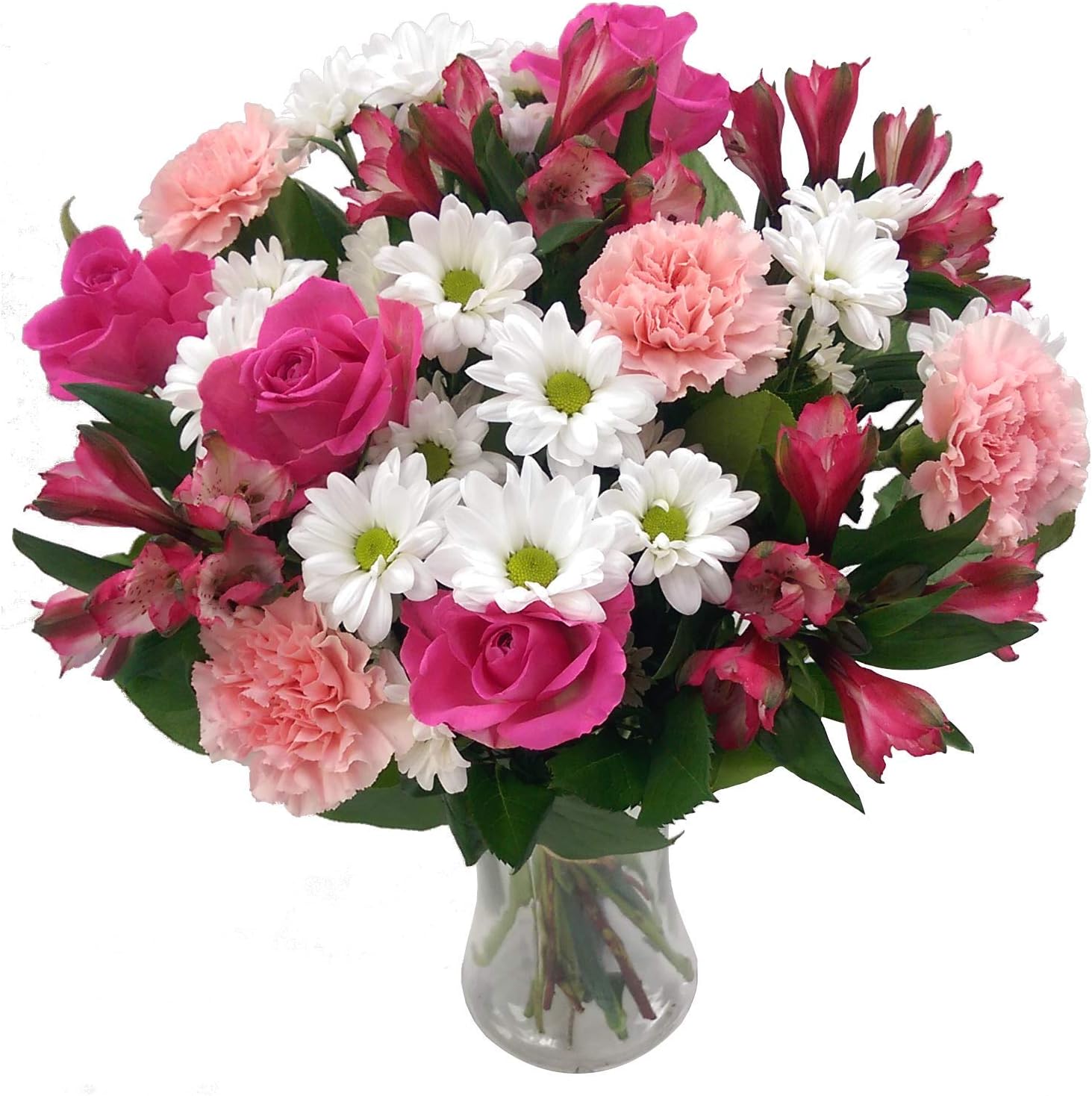 Clare Florist Precious Pink and White Fresh Flower Bouquet, Beautiful Roses, Carnations