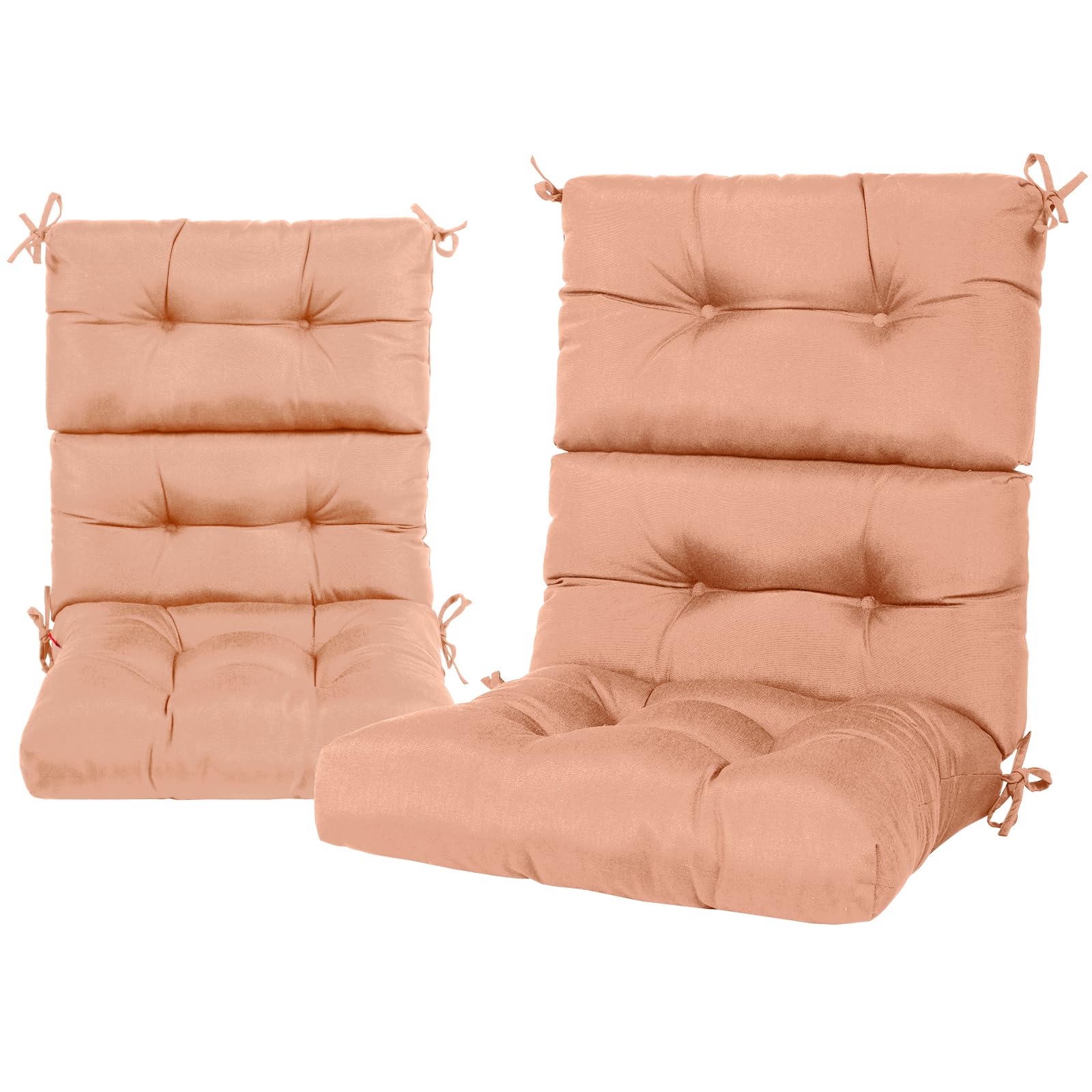 Photo 1 of Pcinfuns Rocking Chair Cushion Set, Indoor & Outdoor Rocker Cushions, Premium Tufted Pads Water Resistant Seat Cushions with Ties,Pack of 2,Light Orange
