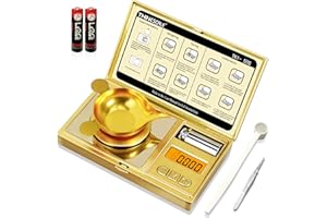 THINKSCALE 50g/0.001g Digital Milligram Scale, Gold Mg Scale with 50g Calibration Weight, Powder Scale for Reloading, Micro Gram Scale, Miligram Scale for Powder Medicine