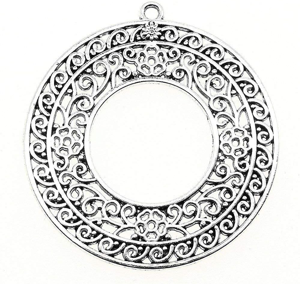 Taliyah 2 Pieces Hollow Carved Circle Pendants DIY Pendant Female Jewelry Parts