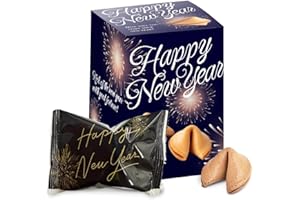 FOOD CREW New Year’s Fortune Cookies – Vanilla Flavor with New Year’s Themed Fortunes – Individually Wrapped New Year’s Eve Party Favor (12 Pack)