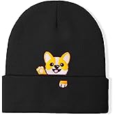Dog Lover Embroidery Hat Beanie Gift Winter Warm Knit Cuffed Skull Cap for Women & Men Corgi Bulldog Beanie