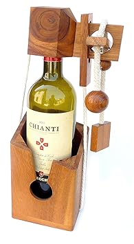 Logica Spiele Art. NICHT FÜR ALKOHOLIKER - Flaschen-Tresor - Denkspiel aus holz- Schwierigkeit 3/5 SCHWIERIG