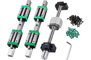 ANWOKIT HGR20-300mm Linear Slide Rails + 1PCS SFU1605-300mm Anti-Reverse Ballscrew with BF/BK12, Nut Housing, Coupling with 4pcs Bearing Block Linear Guide Rail Set High Precision CNC Parts for CNC