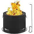 Yaheetech Fire Pit 23.5in Smokeless Fire Pit Tabletop with Stand Outdoor Wood Burning Firepit Set for Outside Camping with Silicone Mat & Fire Poker & Rain Cover & Lid & Log Grate