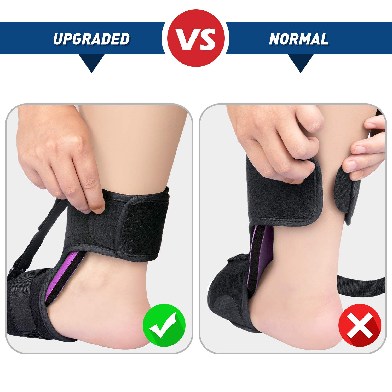 2020 New Upgraded Purple Night Splint for Plantar Fascitis, AiBast Adjustable Ankle Brace Foot Drop Orthotic Brace for Plantar Fasciitis, Arch Foot Pain, Achilles Tendonitis Support for Women, Men: Industrial & Scientific