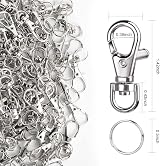 LEOBRO 120Pcs Lobster Clasps with Key Ring 60Pcs Swivel 60Pcs Key Ring view 2