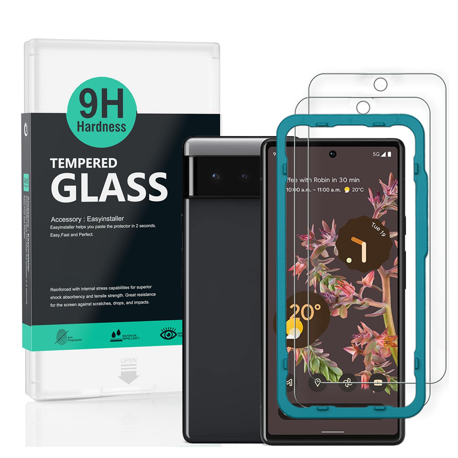 Ibywind Screen Protector For Google Pixel 6[2 Pack],9H Hardness Tempered Glass,Easy to Install — image 1