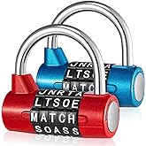 Shimeyao 2 Pcs 5 Letter Word Combination Lock Metal Padlock,Blue, Red | Resettable for Gym Locker Toolbox Cabinet Hasp, Heavy Duty Metal Body, Safer Letter Combinations than Number Password Design