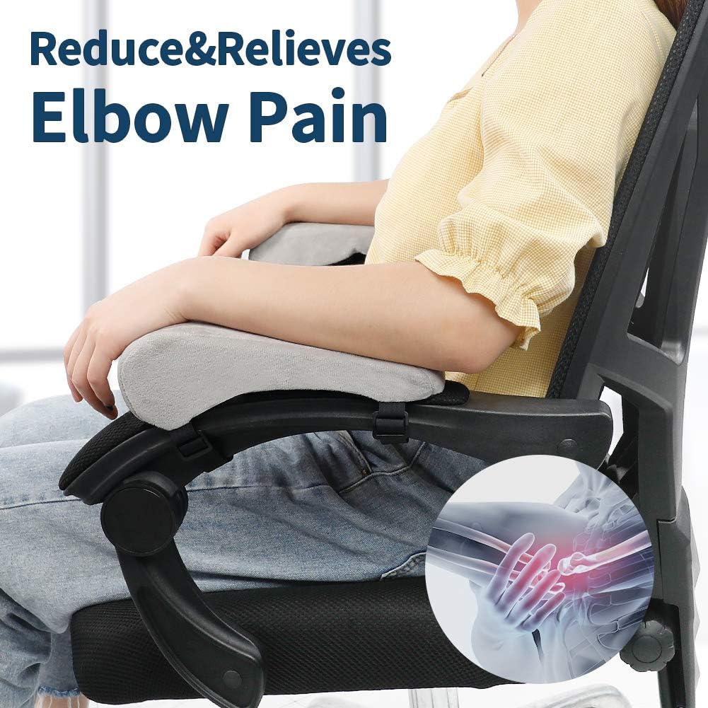 Memory Foam Arm Rest Office Chair Armrest Pads and Elevated Sloped Armrest - Universal Cushion Covers for Armrest and Elbow Relief (2 Pad Set) Gray : Office Products