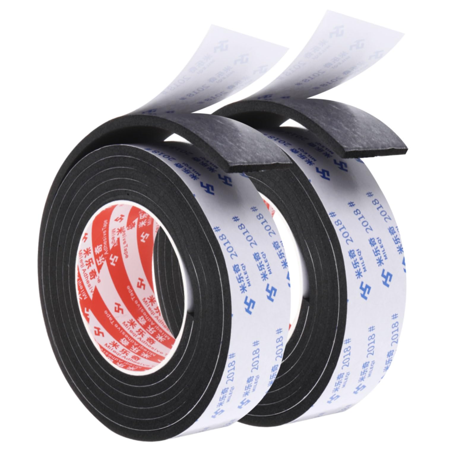 PATIKIL 2m/6.6ft Sealing Foam Tape, 2 Pack 4cm Wide 5mm Thick Single Sided Weather Stripping Door Seal Strip for Window Door Insulation, Black