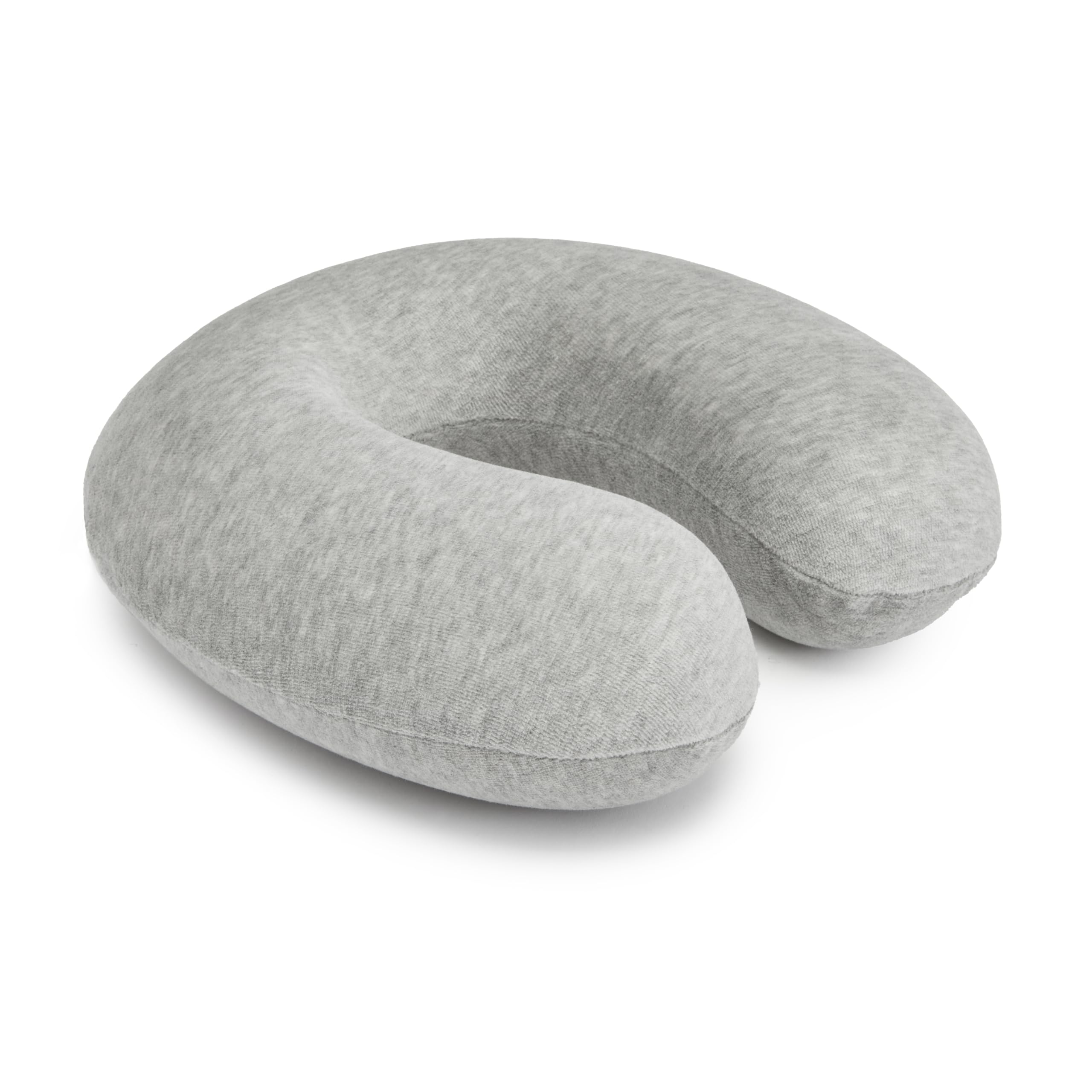 Amazon Basics Travel Pillow, Memory Foam Neck Pillow For Travel, Machine Washable Cover with Elastic Carrying Strap, 30.5 x 30.5 x 9.6 cm, Grey