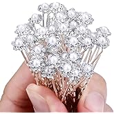 Onwon 40 Pcs Hair Clips, Faux White Pearl Rhinestone Crystal Flower Hair Pins Clips, U Pins, Wedding Hair Pins Jewelry Accessories for Women and Girls