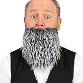 Fake Grey Mustache Adult Realistic Synthetic Hair Beard for Wizard Costume, Adults Novelty Halloween (Gray)