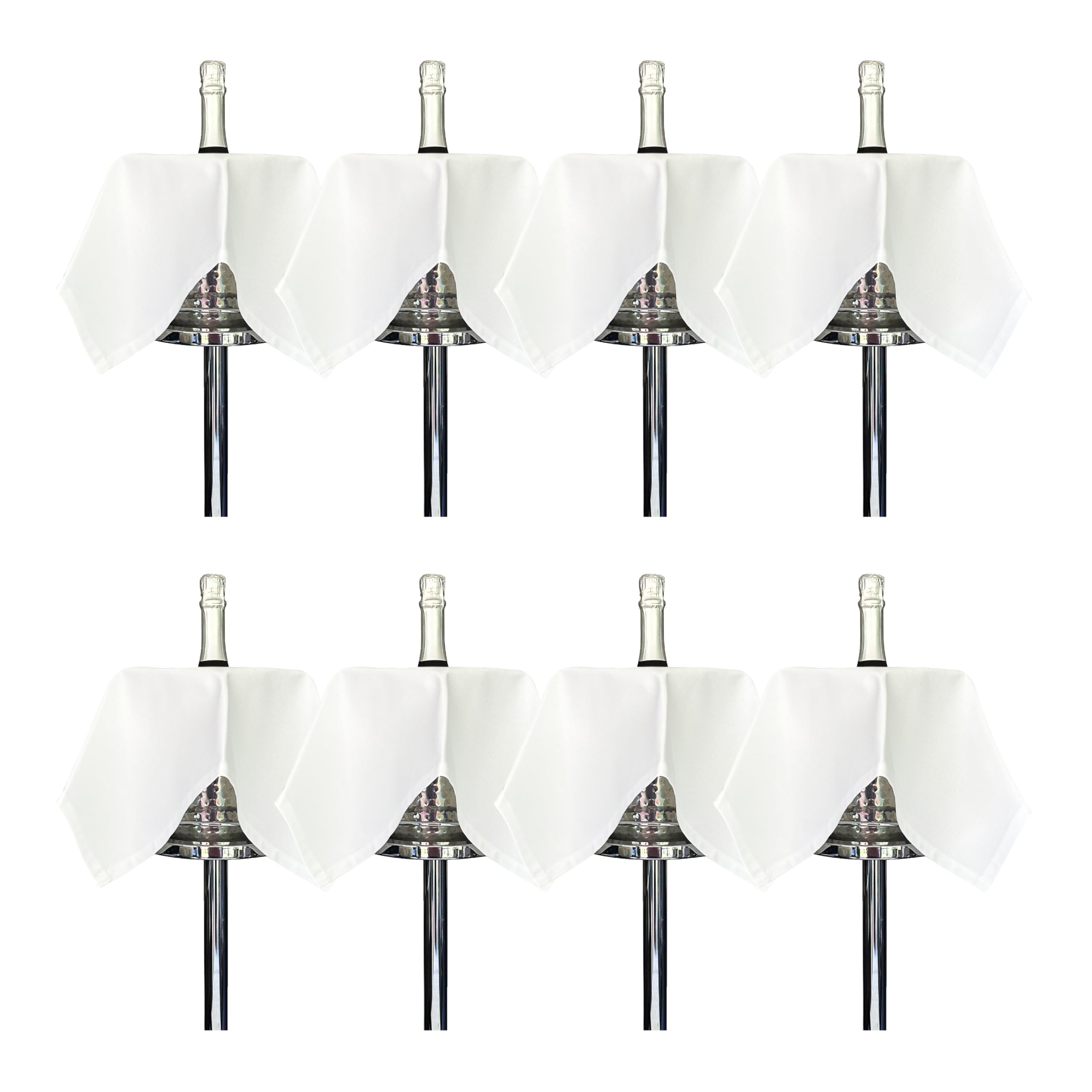 BottleCloths - Original Collection, Bottle Cloths for Ice Buckets, Cotton, 54 cm, Center Hole, Stitched Circle (White, Pack of 8)