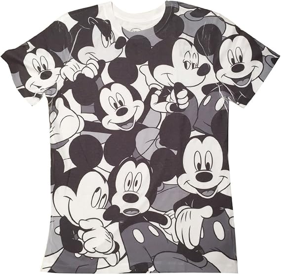 Amazon Co Jp Disney ディズニー 転写ミッキープリント モノクロ モノトーン ｔシャツ 総柄 半袖 カジュアル キャラクター レディース メンズ 男女兼用 ファッション