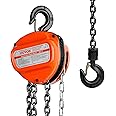 VEVOR Hand Chain Hoist, 1 Ton 2200 lbs Capacity 10 FT Come Along, G80 Galvanized Carbon Steel with Double-Pawl Brake, Auto Chain Leading & 360° Rotation Hook, for Garage Factory Dock
