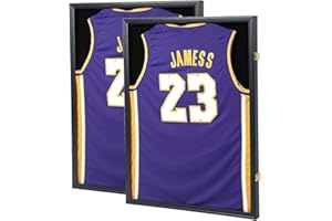 ZMIKY Jersey Frame Display Case, Large Lockable Shadow Box Sports Jersey Frame with 98% UV Protection Acrylic and 2 Hanger for Baseball Basketball Football Soccer Hockey Shirt,Uniform, Graduates Black