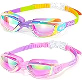 Freela Kids Swim Goggles, 2 Packs Swimming Goggles for Kids 3-14, Boys Girls Swim Goggles Anti Fog UV Protection No Leaking