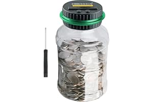 QPEY Coin Counter Piggy Bank, Coin Jar for Adults, Digital Counting Money Jar, 1.8L Capacity Coin Counter Machine with LCD Counter, Change Jars for Saving (Green)