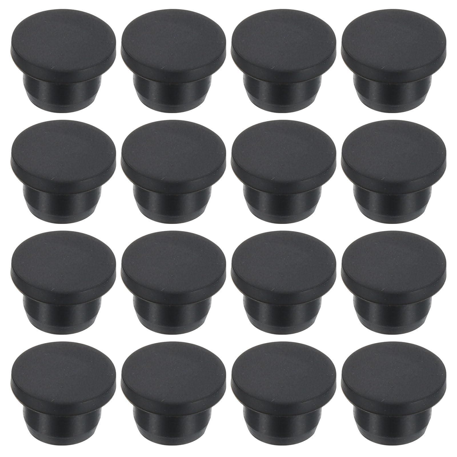 PATIKIL 15.5mm Diameter Rubber Hole Plugs, 16 Pcs Silicone Rubber Round Hole Stoppers for 15mm Hole, Black