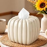 FYSUIMU Fall Pumpkin Ceramic Tissue Box Cover Autumn Napkin Holder, Beige | Fits Autumn Thanksgiving Harvest Tissue Boxes Home, Bedroom, Countertops, Dressers, Night Stand, Parlors, Office