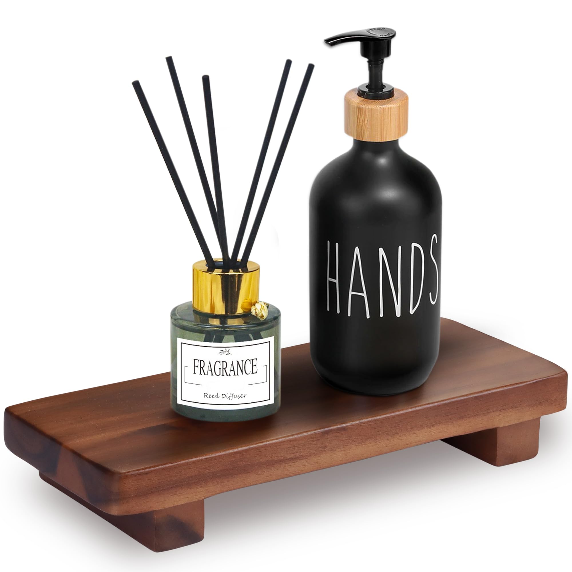 Photo 1 of Acacia Wood Pedestal Soap Stand 9.8x4 Inches, 100% Solid Wood Riser, Rustic Candle Plant Holder, Soap Dish Holder Decor, Display Rectangular Tray for Kitchen Bathroom Counter Sink Farmhouse Decor