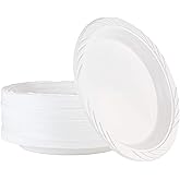 100 Count Disposable 9 Inch White Plastic Dinner Plates large