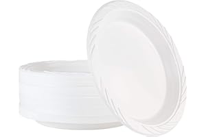 100 Count Disposable 9 Inch White Plastic Dinner Plates large