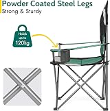 Trail Kestrel Deluxe Camping Chair High Back with Cup Holder Green view 3
