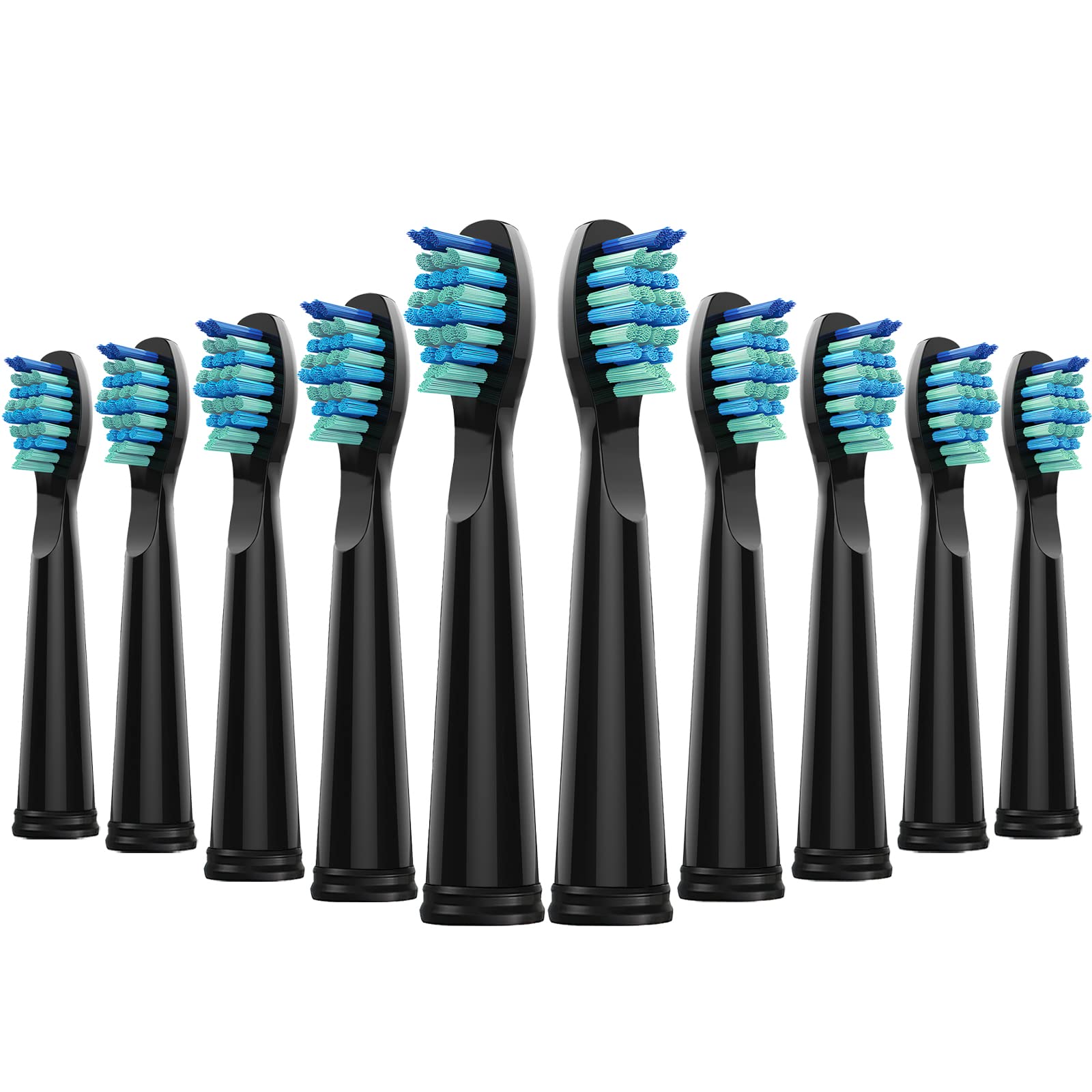 10 Pack Toothbrush Heads Compatible for Fairywill Toothbrush Heads FW-507/508/515/551/917/959/2011, FW-D1/FW-D3/FW-D7/FW-D8, Most SG Series, HP126A, TB-5 Moderately Soft Bristles Brush (Black)