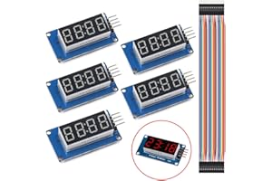 DAOKI 5PCS LED Display Module TM1637 7 Segment 4 Bits Common Anode Clock Red Digital Tube for Arduino with Dupont Cable Male to Female 8 PIN