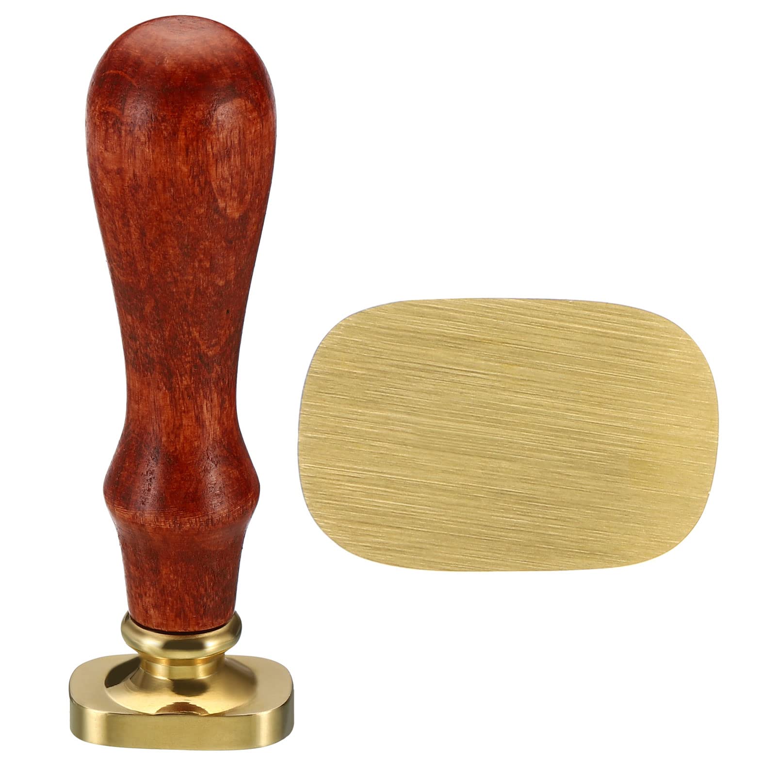 PATIKIL Rectangle Blank Wax Seal Stamp, Removable Brass Head Without Carving Wooden Handle Retro for Envelope Invitation Wine Packing Gift Wrapping, Style 2