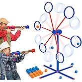 Shooting Games Toy for Kids 5 6 7 8 9 10+ Years Old with 2pk Air Guns & 56 Bullets - Rotating Target for Shooting Practice - Ideal Boy Gift (Upgraded)
