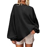 UEU Women Oversized Striped Crewneck Sweatshirt Long Sleeve Color Block Pullover Tops Casual Loose Workout Shirt