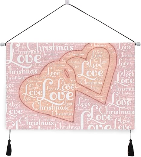 Amazon Co Jp Miscery タペストリー 愛の言葉2つの心のイラストを 壁掛けタペストリー壁画 壁飾り 家 リビングルーム ベッドルーム 部屋 おしゃれ飾り モダンなアート ホーム キッチン