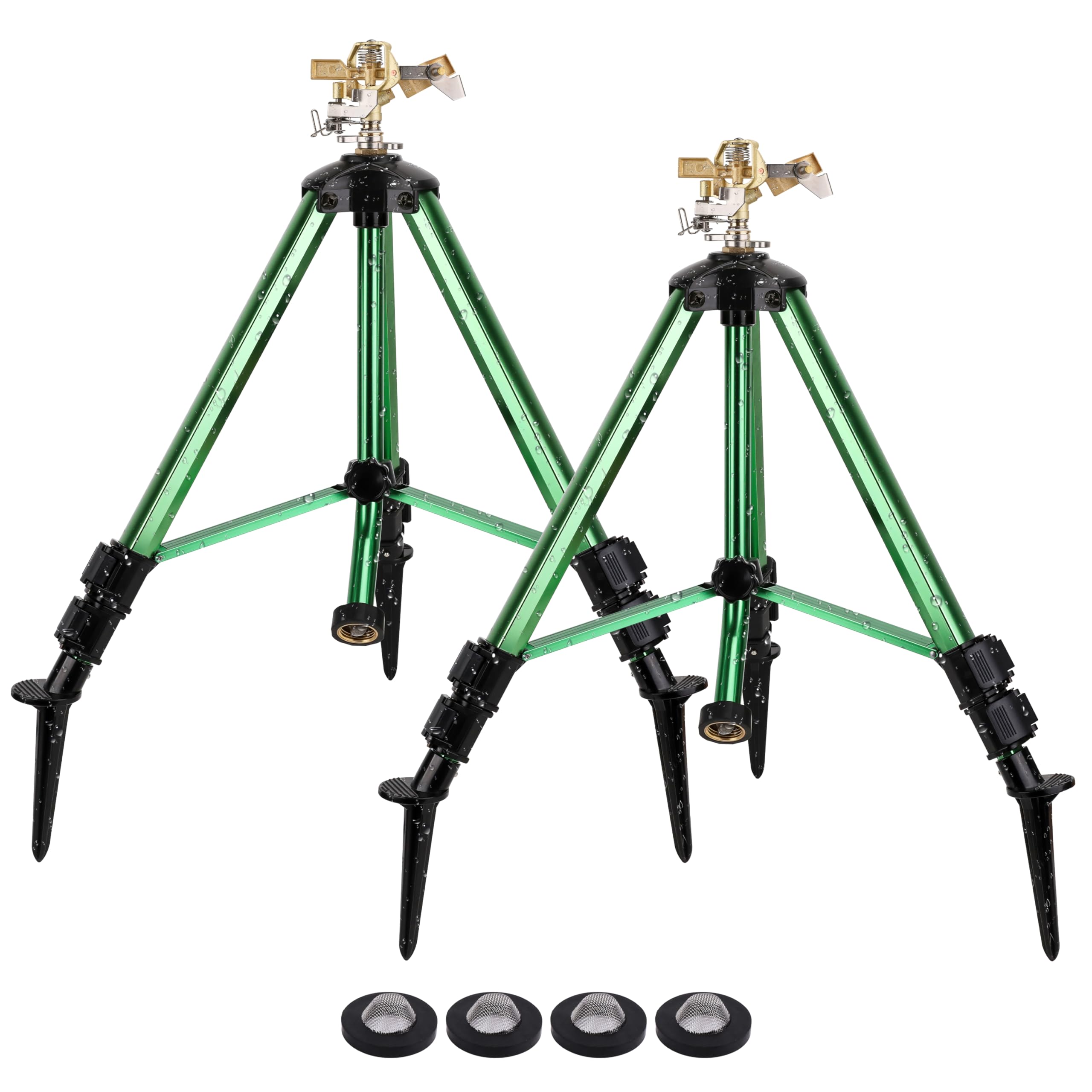 Photo 1 of Sprinklers for Yard,Heavy-Duty Impact Sprinkler on Ground Plug Tripod Base, 360 Degree, 0-43 Feet Large Area Coverage Yard Sprinklers, Adjustable Height 16-37” Water Sprinkler for Lawn 2 Pack