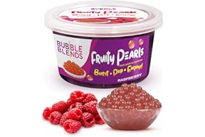 Bubble Blends Raspberry Popping Boba (1lb / 16oz) - Popping Pearls 100% Fat-Free Real Fruit Juice - Bursting Boba Pearls for Bubble Tea and Boba Drink (4.5 Servings)